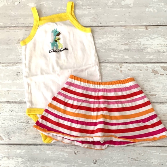 Carter’s 6-9m Baby Girl Summer Outfit Tank Top Onesie Striped Skirt Skort 6m 9m - Picture 1 of 5